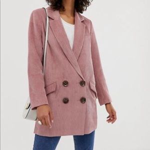 oversized double breasted jacket in mauve pink